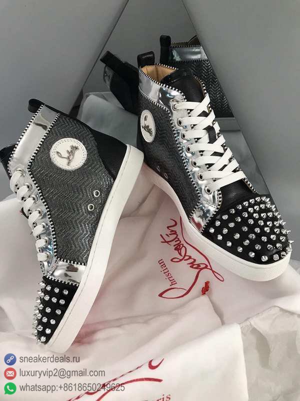 CHRISTIAN LOUBOUTIN UNISEX HIGH SNEAKERS BLACK SILVER D8010340
